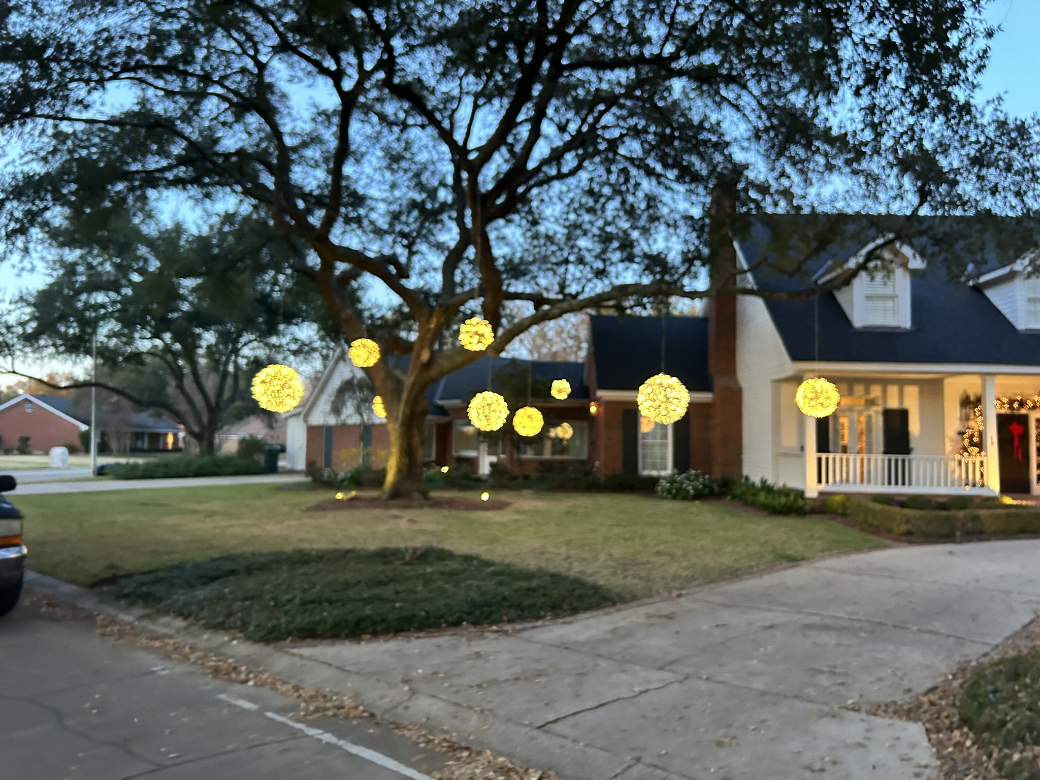 Holiday lighting installed on a home in the Raleigh area