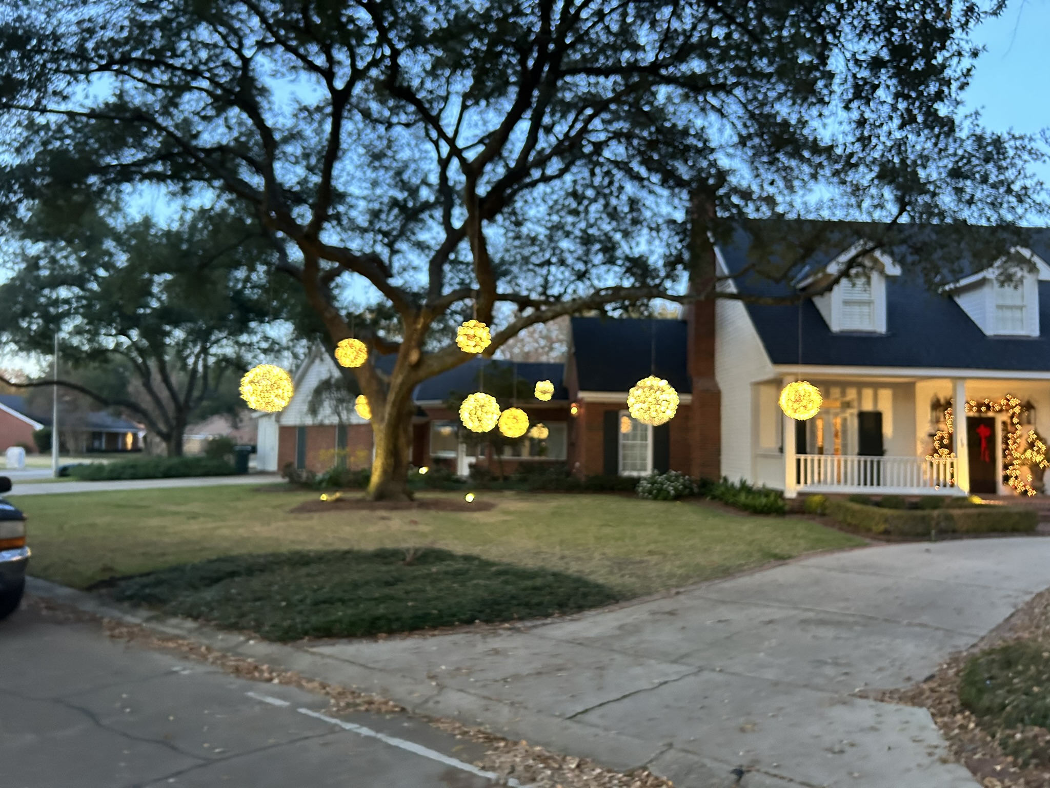 Holiday lighting installed on a home in the Raleigh area