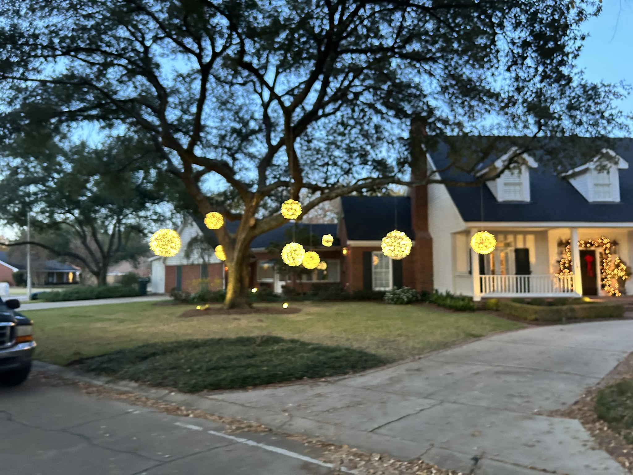 Holiday lighting installed on a home in the Raleigh area