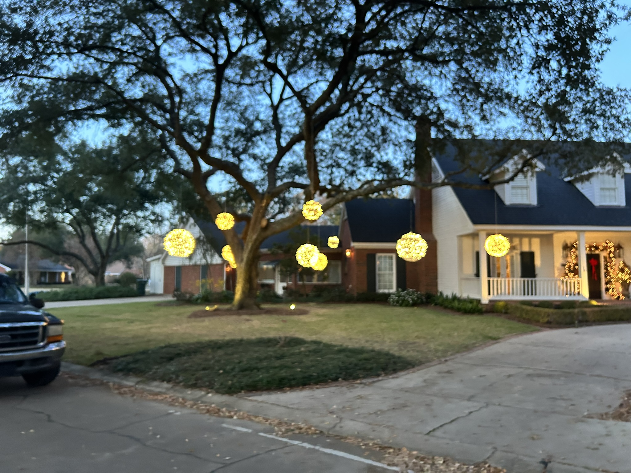 Holiday lighting installed on a home in the Raleigh area