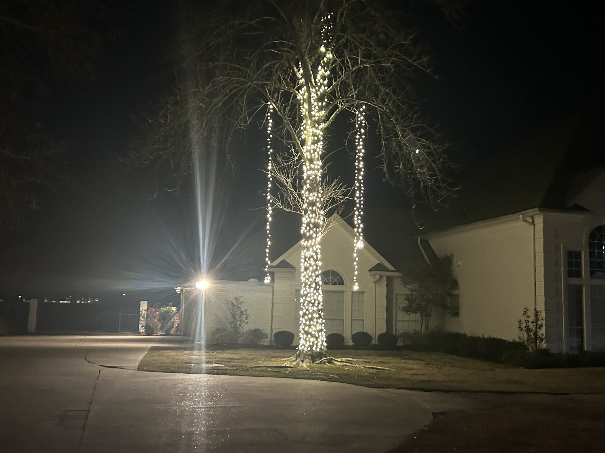 Holiday lighting installed on a home in the Raleigh area