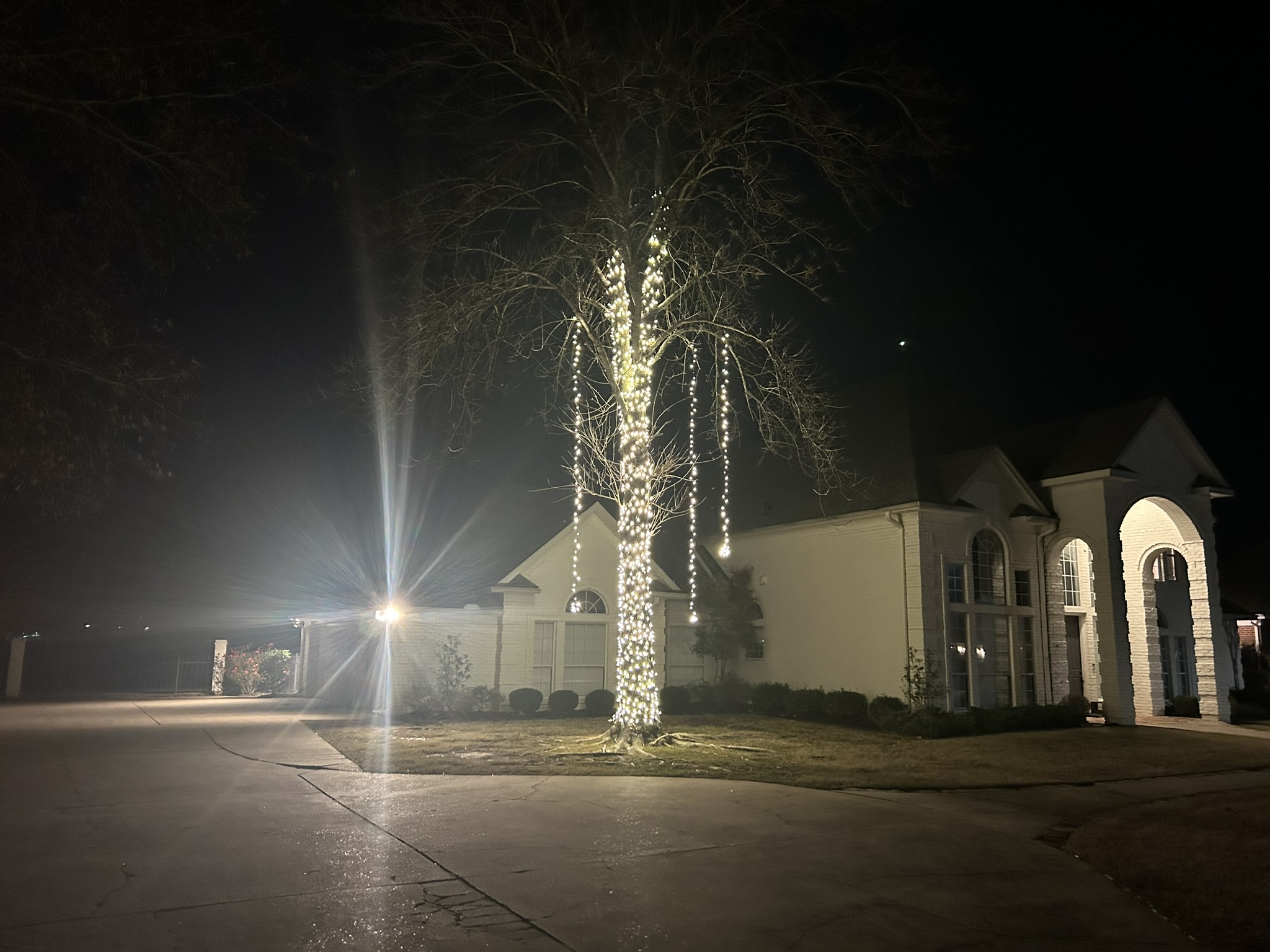 Holiday lighting installed on a home in the Raleigh area