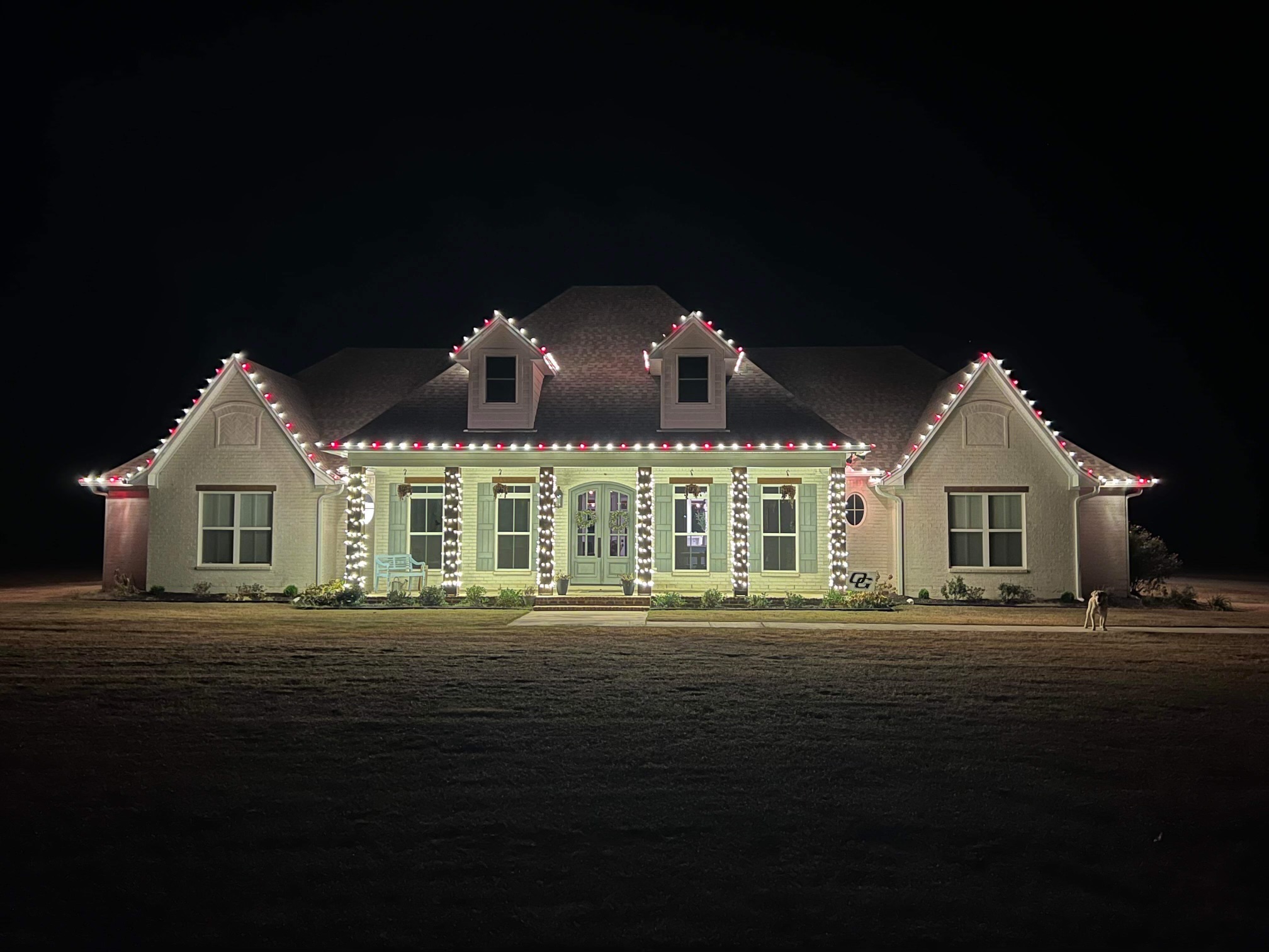 Holiday lighting installed on a home in the Raleigh area